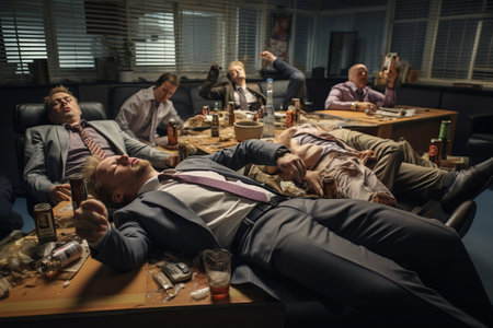 Office after-party shenanigans: Unraveling the hilarious escapades of intoxicated employeesの素材