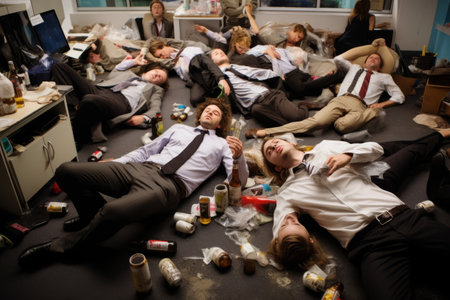 Unleashing the Wild Side: Post-Party Revelry in the Officeの素材