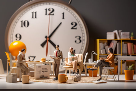 The Art of Bonding over Coffee: Office Workers Embrace a Well-Deserved Break Amidst Productivity, Captured on Filmの素材