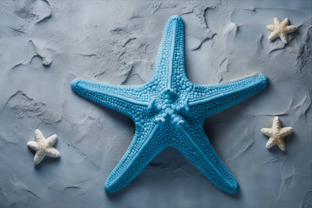 Mesmerizing Contrast: The Blue Starfish on a Gray Canvas â AR 3:2の素材