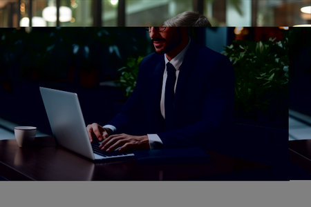 Efficiently Engaged: A Businessman's Productive Pursuit at the Officeの素材