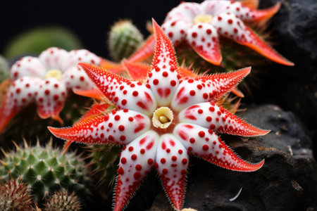 Cactus Flower Stapelia schinzii: A Majestic Starfish in the Cacti Kingdomの素材