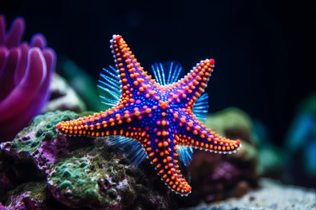 Vibrant Seastar Showcased in Captivating Marine Aquariumの素材
