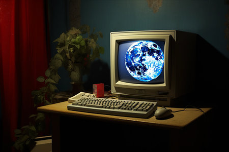 Efficiency at Work: The Power of a Computer on an Office Desk --AR 3:2の素材