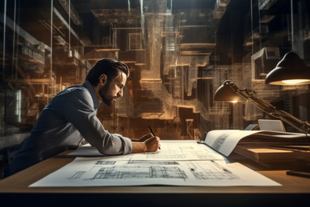 Creative Diligence: An Architect's Office Oasis --ar 3:2の素材