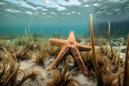 Cute Brown Starfish: A Fascinating Encounter with Coscinasterias tenuispina in Posidonia Oceanica habitatの素材