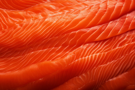 Savoring the Sumptuousness: Captivating Close-Up of Red Fish Fillets - Trout and Salmon on an Alluring Fish Backgroundの素材