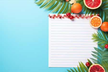 Embracing the Sunny Season: Exploring a Vibrant Blend of Hello Summer Text and Summer Objects on a Striped Background -- AR 3:2の素材