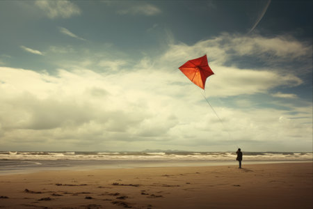 Coastal Bliss: The Serene Art of Kite-Flying at Sunsetの素材