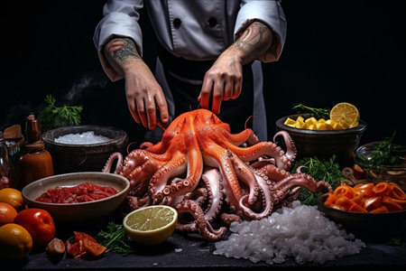 Oceanic Delights: Master Chef Crafts a Symphony of Seafoodの素材