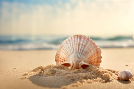 Lost Treasures: Unearthing a Sea Shell in the Sand --AR 3:2の素材