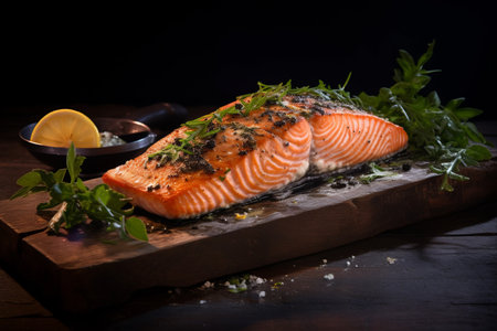 Savor the Succulent Delight: A Perfectly Grilled Fillet of Salmonの素材