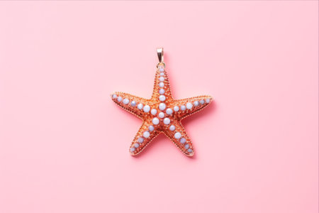 Stunning Starfish Pendant Shines on a Vibrant Pink Backgroundの素材