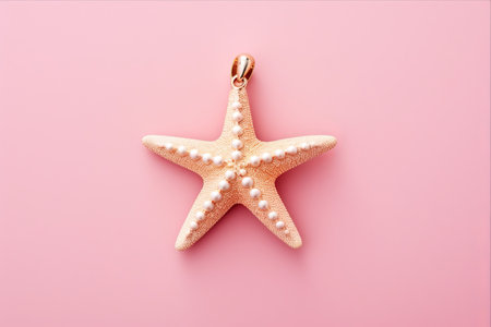Dazzling Starfish Pendant Shining Amidst a Subtle Pink Backgroundの素材