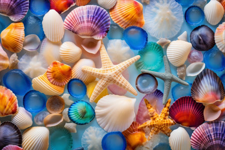 Enchanting Seashell Symphony: A Captivating Blend of Colors on Frosted Glassの素材