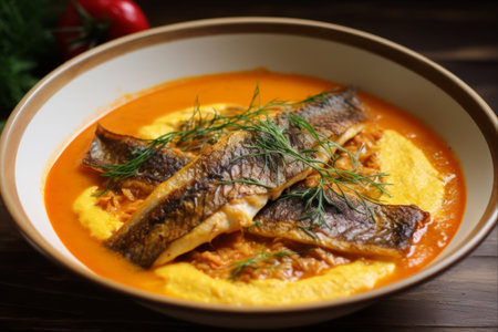 A Taste of Abundance: Delectable Fish Soup with Savory Polenta Ratio 3:2の素材