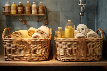 Bathing Bliss: Organize and Elevate with Wicker Bins --AR 3:2の素材