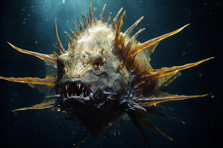 A Glimpse into the Intriguing World of Angler Fish: Female-Male Dynamics in Pisces Linophrynidae - A 3:2 Ratio Explorationの素材