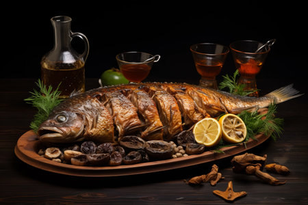 Savor the Irresistible Aroma of Smoked Fish on a Platter -- AR 3:2の素材