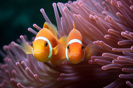 Pink Anemonefish Flourish on Vibrant Cebu Anemone: Captivating Wildlife of the Philippinesの素材