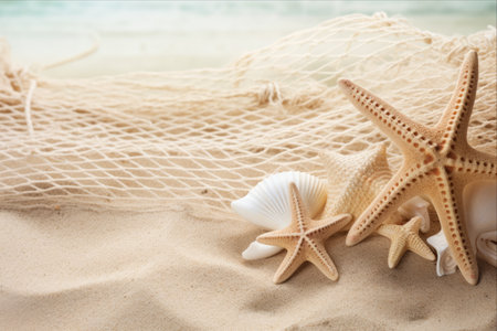 Seaside Serenity: A Beach-inspired Holiday Greeting adorned with White Starfish, Nautical Rope, and Peace on Earth message in Natural Tonesの素材