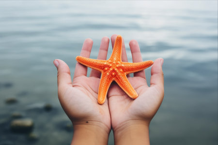 Capturing the Magic: A Stunning Encounter with a Vibrant Starfishの素材