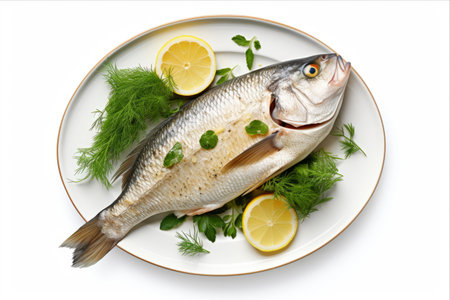 Captivating Citrus and Herb-infused Seabream Delight Embracing a Minimalist Aesthetic - AR 3:2の素材