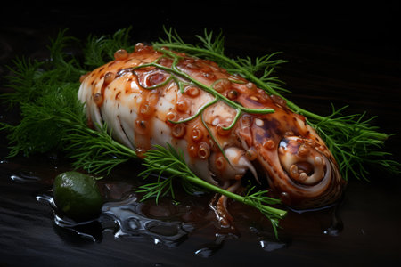 Savor the Delights of Fresh Squid on Pine Leaves at 3:20 PMの素材