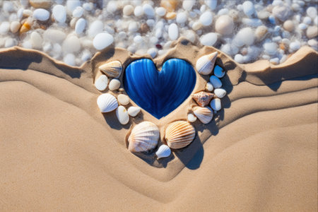 Heartfelt Admiration: Israel's Stunning Beach with a Patriotic Twist and Seashell Oasisの素材