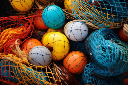 A Vibrant Tapestry: Exploring the Colorful History of Fishing Nets and Floatsの素材