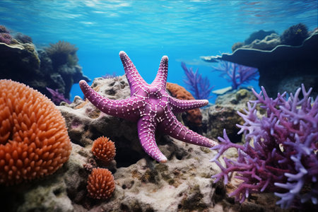 Vibrant Starfish Complementing the Scenic Reef - AR 3:2 Perspectiveの素材