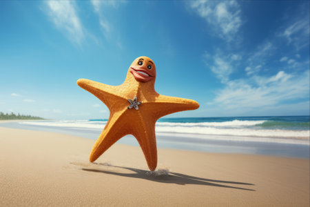 Capturing the Majestic Starfish Surfer on the Beach in AR 3:2の素材