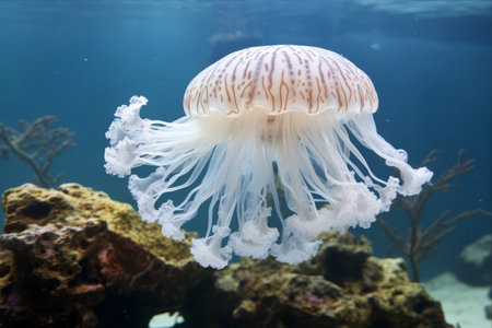 Enchanting Encounter with Phyllorhiza punctata: Australian Spotted Jellyfish at Oceanografic Valencia, Spainの素材