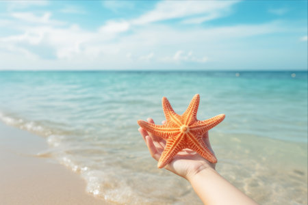 An Exquisite Summer Escape: Wanderlust with a Starfish Kiss on Sandy Shores!の素材