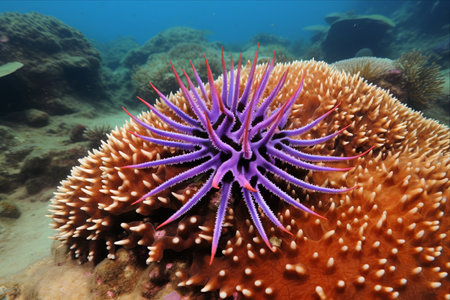 The Crown of Thorns Starfish: A Coral Predator Unleashing Destructionの素材