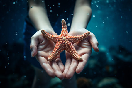 Unveiling the Enchanting World: Embracing a Majestic Starfish Underwaterの素材