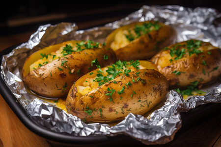Indulge in Delicious Baked Potatoes for a Flavorful Dinner - Ar 3:2の素材
