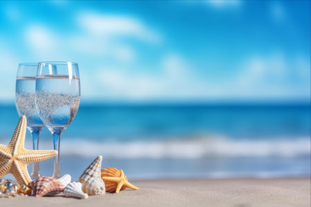 Azure Vibes: A Captivating Summer Getaway featuring Flip Flops, Sea Stars, and Coastal Bliss â AR 3:2の素材