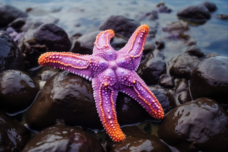 Majestic Purple Ochre Sea Star: A Coastal Gem on the Oregon Coastの素材