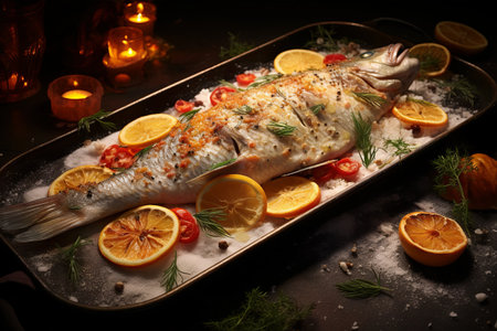 Savouring the Delights of Baked Salt Crusted Fish: Seafood at its Finest - AR 3:2の素材