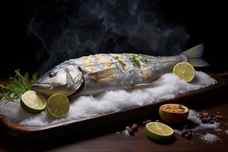 Culinary Masterpiece: Baked Salt Crusted Fish Seafood Delight - AR 3:2の素材