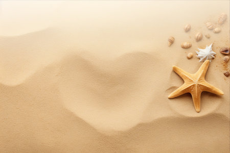 Coastal Serenity: A Starfish on Sandy Shoresの素材