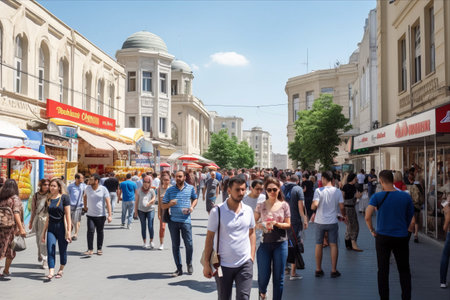 Stroll through Baku's Bustling Streets: A Melting Pot of Food and Culture - AR 3:2の素材