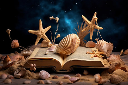 The Enchanting Discovery: An Unveiling of the Seashell's Secrets through a Decorative Starfishの素材