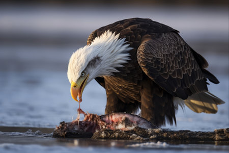 The Majestic Bald Eagle (Haliaeetus leucocephalus) Savouring its Preyの素材
