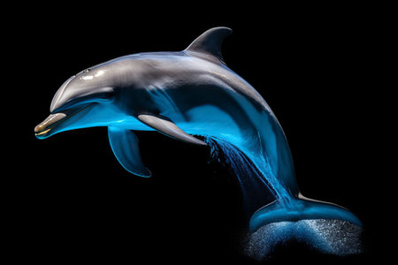 Lone Dolphin: A Captivating Marine Mammal Against the Dark Abyssの素材