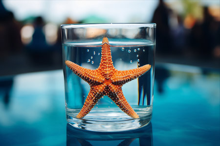 Glimpsing into an Underwater Oasis: The Radiant Starfish of the Aquarium Glassの素材