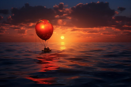 Serenity Unveiled: A Fishing Float Reflection at Sunsetの素材