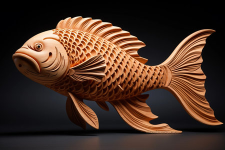 Exquisite Artistry: Enchanting Fish Carvings Gracefully Swimの素材