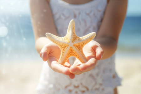 Capturing the Magic: A White Starfish and Sunshine-Filled Memories of Summer Vacationの素材